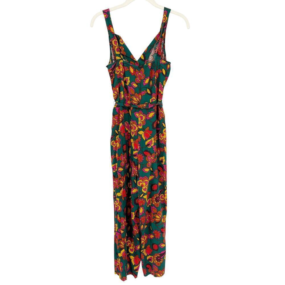 ModCloth Vibrant Floral Jumpsuit Tie Waist Cropped Size Small Dopamine Dressing - Picture 5 of 9